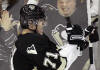 Evgeni Malkin celebrating after scoring his first NHL goal against the New Jersey Devils on 10-18-2006 AP